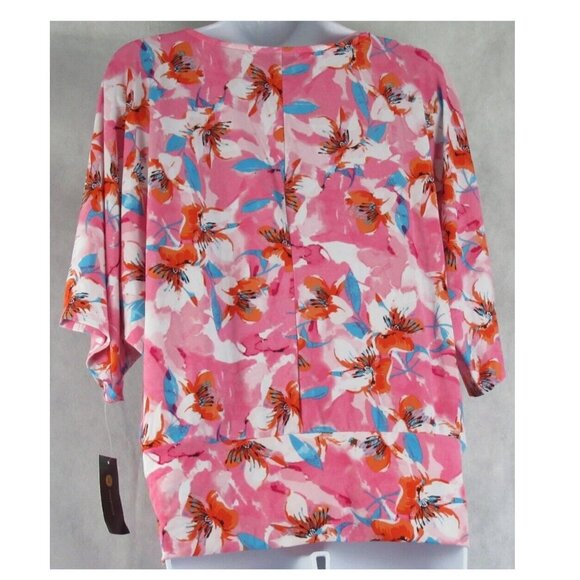 NWT JM Collection Women's Cutout-Sleeve Top, Pink Multi Floral, Small - Picture 5 of 5